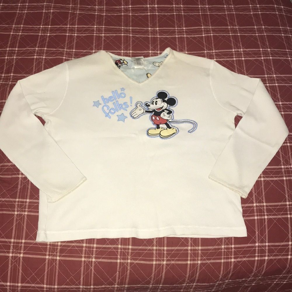 🌻3/$15 Vintage Mickey disney pj top long sleeve sleepwear thermal pajamas shirt